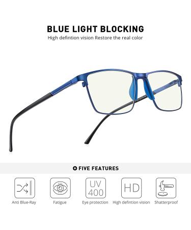 MERRY'S Blue Light Blocking Reading Glasses for Men - Metal Frame Spring Hinge Readers Blue-52mm 1.5x - Buy Online on GoSupps.com