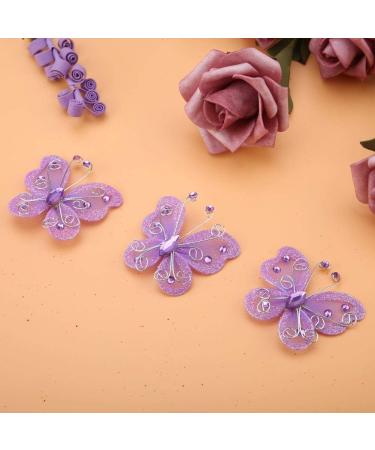 24pcs Purple Christmas Butterfly Ornaments - Glitter Mesh Wire Decor for Wedding Party, Clothing, Wall & Tree DIY Supplies - Buy Online on GoSupps.com
