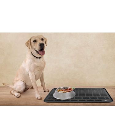 LuxPal Large 17X15 Premium Grade Silicone Pet Food Mat - Indoor/Outdoor Non-Slip Tray for Dogs & Cats - Washable & Food Grade (Black) - Buy Online on GoSupps.com