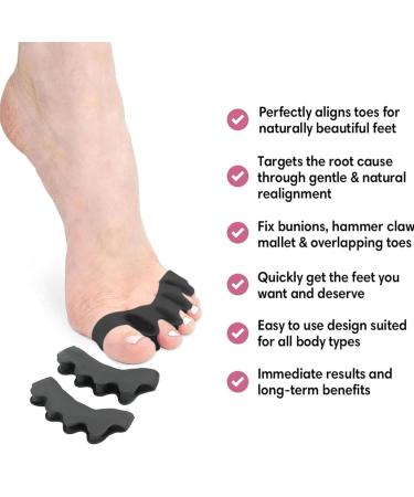 Toe Aligner Perfect Toes Natural Toe Aligner Toe Separators Bunion Correctors Suitable For Men And Women Bunion Pads Black - Buy Online on GoSupps.com