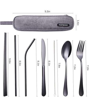 Portable Stainless Steel Camping Cutlery Set with Waterproof Case - Black - Buy Online on GoSupps.com