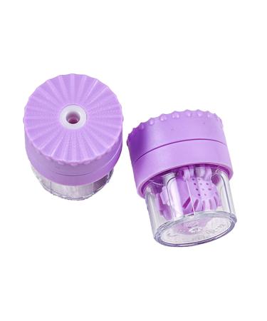 Manual contact lens cleaner rotating contact lens container portable rotating contact lenses cleaning container with non -slip contact lenses for everyday use (purple)