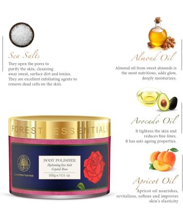 Forest Essentials Hydrating Sea Salt Crystal Rose Body Polisher 300g - Buy Online on GoSupps.com