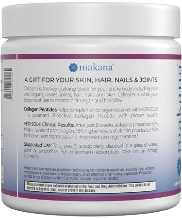 Makana Collagen Peptides Plus with Verisol Vitamin C Hyaluronic Acid & Amino Acids Supports Hair Skin Nails & Joints 30 Servings Raspberry Flavor - Buy Online on GoSupps.com