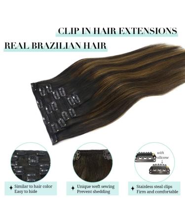 Doores Clip-In Extensions Real Hair | Balayage Dark to Chestnut Brown | 35cm 14 Inch | 120g Remy Hair - 7 Pieces Natural Hair Extensions - Buy Online on GoSupps.com