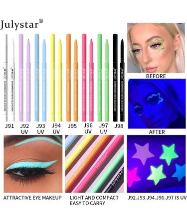 INTEROOKIE Colorful UV Fluorescent Gel Eyeliner Pen Waterproof Oil-Resistant Non-Staining Beauty Makeup with Pearlescent Eyeliner Pen (J97) - Buy Online on GoSupps.com