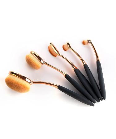 Yoseng Oval Foundation Brush Set - 5 Pcs Toothbrush Makeup Brushes for Flawless Liquid & Cream Application with Case - Buy Online on GoSupps.com