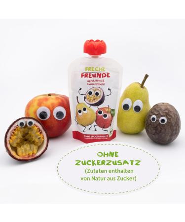 Cheeky Friends Organic Fruit Puree Squeeze Bags - Apple Pear & Passion Fruit | Vegan Gluten-Free 12 x 100g | Ideal for Babies & Toddlers 6 Months+ - Buy Online on GoSupps.com