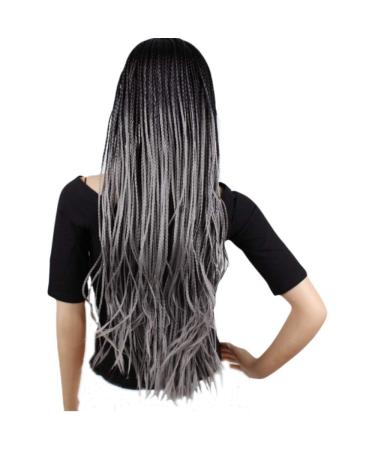 SHIYID Braided Box Braids Wig | Synthetic Lace Front Wig for Women | Black & Gray | Heat Resistant Hi-Temperature Fiber - Buy Online on GoSupps.com