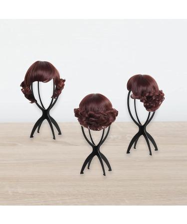 2 Pack Portable Wig Holder Stands - Foldable Short Wig Display for Easy Storage - Black Plastic - Buy Online on GoSupps.com