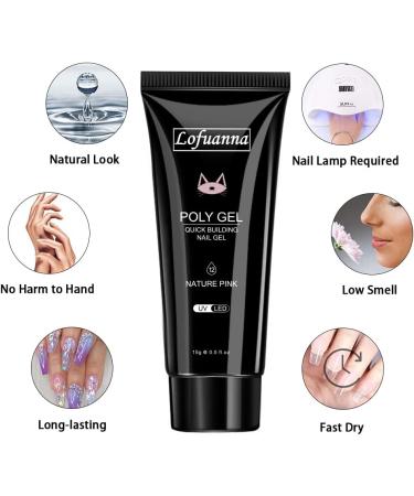 Lofuanna Poly Gel Nail Kit - Starter Kit with 15ML Clear & Natural Pink Builder Gel, Slip Solution - All-in-One Nail Art Design for Beginners - Buy Online on GoSupps.com