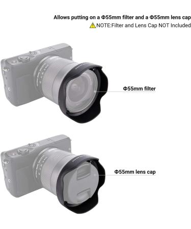 Reversible Lens Hood for Canon EF-M 11-22mm F4-5.6 is STM Lens | Compatible with EOS M6 Mark II, M200, M100, M50 | Replacement for Canon EW-60E - Buy Online on GoSupps.com