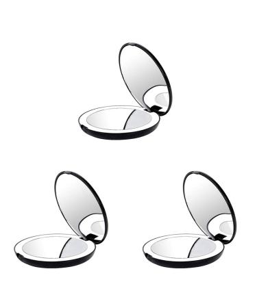 Balawin 3X Portable Folding Mirror with LED Light Makeup Mirror 10X Magnifying Glass 12 Lamp Bead Mini Mirror Black