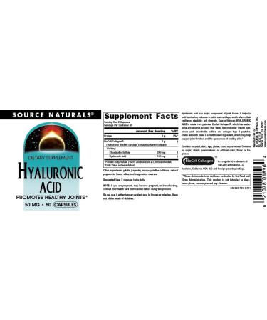 Source Naturals Hyaluronic Acid, Promotes Healthy Joints*, 50mg - 30 Capsules 30 Count (Pack of 1) - Buy Online on GoSupps.com