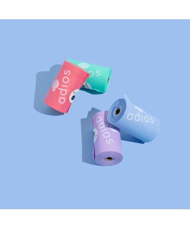 Adios Plastic Biodegradable Dog Poop Bags - Extra Thick Compostable Dog Poo Bags Made from Highest Rated EN13432 Certified Cornstarch | Leak Proof Dog Waste Bags in Rainbow Colour | 8 Rolls 120 Bags Rainbow 15 count (Pack of 8) - Buy Online on GoSupps.com