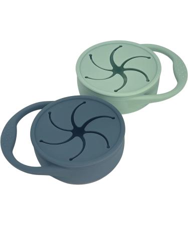 BraveJusticeKidsCo. Snack Attack Silicone Baby Snack Cup 2-Pack - Mint and Stormy | Collapsible Snack Cup - Buy Online on GoSupps.com