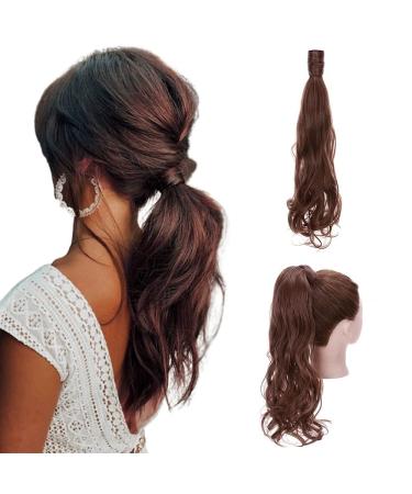 Pference Extensions Ponytail Clip in extensions such as real hair braid art hair hair extension hair part 43cm wavy dark chestnut brown 43 cm dark chestnut brown