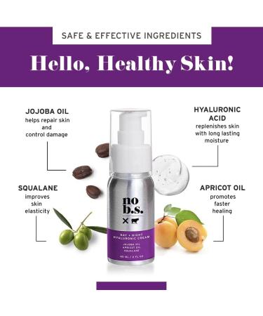 No BS Hydrating Cream with Hyaluronic Acid, Jojoba Oil, Apricot Oil, Squalane - Reduces Wrinkles, Vegan (2 oz) - Buy Online on GoSupps.com