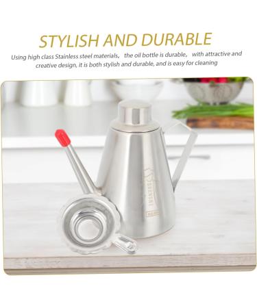 Zerodeko 2pcs Stainless Steel Oil Pot Stainless Steel Container Kitchen Sauce Bottle Oil Container Practical Oil Dispenser Grease Filter Olive Oil Dispenser Bottle Seasoning Washable 16x14cmx2pcs Silverx2pcs - Buy Online on GoSupps.com