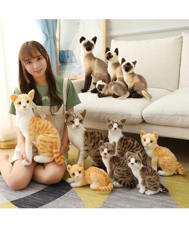 Hpory Cat Soft Toy Simulation Cat Plushie Cute Plush Cat Doll Realistic Cat Soft Plush Faux Plush Kitten Toy Pet Animal Photography Prop Room Home Decoration Companion Pets Toy Gift for Kids Orange Cat - 30cm - Buy Online on GoSupps.com