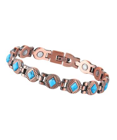 Kerdynelle Azurvibe Women's Magnetic Copper Bracelet Solid Copper Turquoise
