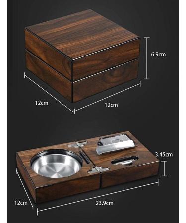 Smoking Set/Cigar Accessories Cigar Ashtray Compact Cigar Box Cigar Set with Cigar Cutter and Cigar Punch Decorative Box Brown - Buy Online on GoSupps.com
