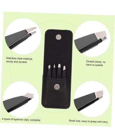 12 STK Mini Eyebrow Tweezers Set - Pointed Precision Tweezers for Women's Beauty - Sloping Lace Steel - 3 Black Sets - Perfect for Eyebrow Grooming - Buy Online on GoSupps.com