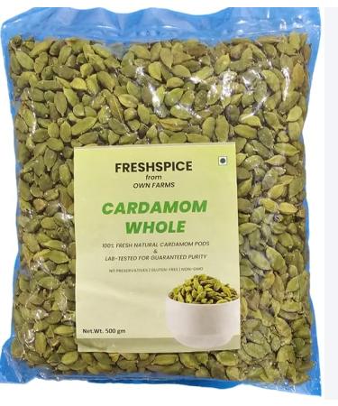 FreshSpice Green Cardamom Pods (500g) | Harvested directly from the farms of Kerala and lab tested for purity
