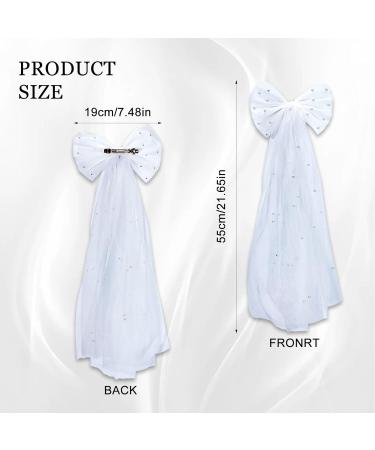 NICENEEDED White Mesh Bridal Hair Bow Clips Pearl Bowknot Bride Veil Hair Barrettes Wedding Tulle Hair Jewelry Clip for Bridesmaid Flower Girl Hair Decoration - Buy Online on GoSupps.com