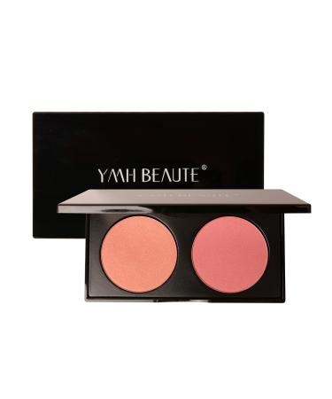 YMH BEAUTE Blush Highlighter Duo Palette  High Pigment Long Lasting Face Peach Blush Makeup Palette