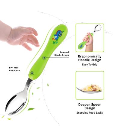 Lehoo Castle Toddler Cutlery Set - 6pcs Stainless Steel Fork and Spoon for Kids, Green/Yellow - Buy Online on GoSupps.com