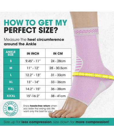 Modvel Ankle Brace Socks - Compression Sleeve for Sprains Tendonitis & Arthritis - Unisex Ankle Support for Sports & Running - Pink Large - Buy Online on GoSupps.com