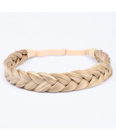 Gledola 2 Strands Fishtail Plaited Braids Headband Braided Synthetic Hair Elastic Stretch Hair Accessory for Bride Women Teens Girls Wedding (Honey Blonde)