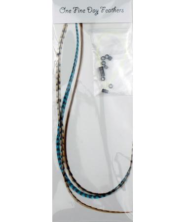 Real Feather Hair Extensions - Aqua Auburn (3 Feathers) | Unique and Vibrant Styling Accessory - Buy Online on GoSupps.com