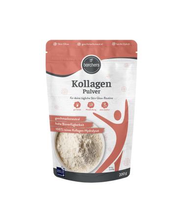 BORCHERS Poudre de collag ne 200 g hydrolysat de collag ne de qualit sup rieure peptides de collag ne de type 1 & 3 facilement soluble sans OGM sans sucre ajout routine Skin Glow 200g (1er Pack)