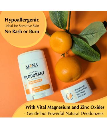 MONA BRANDS All Natural Deodorant For Women & Men | For Sensitive Skin | No Aluminum or Baking Soda | (2-Pack ORANGE 1.76 Oz each) - Buy Online on GoSupps.com