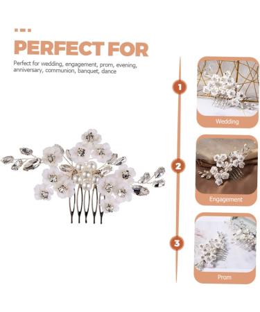 Angoily Bridal Comb Pearl Trim Continuous Spray Bottle Wedding Ceremony Decorations Pearl Decor Wedding Decor Tiara Hair Flower Head Polymer Clay White Bride - Buy Online on GoSupps.com