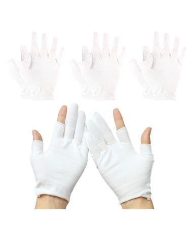 Lilbitty 3 pairs of cotton gloves for dry hands moisture gloves for dry hands moisturizing gloves overnight cotton gloves white white