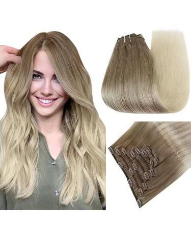 Easyouth Human Hair Extensions Clip in Ombre Hair Real Remy Clip in Hair Extensions Brown to Blonde Balayage Hair Clip in Extensions 20 Inch 120g 7Pcs Clip in Human Hair 20" 2-7Pcs Clip #3/8/613(#7B/613) - Buy Online on GoSupps.com