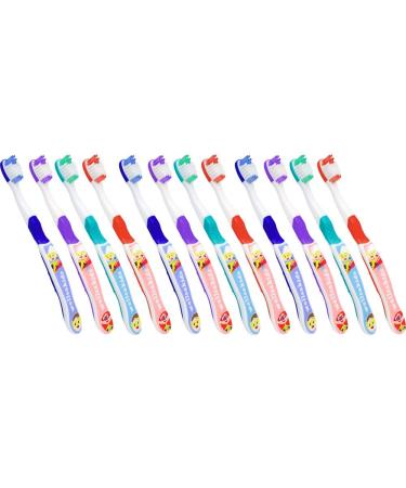 wellsamed wellsakids children's toothbrush toothbrush for children 3-7 years pack of 12 (12 x 1 piece)