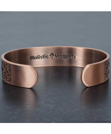 Mens Wide Copper Magnetic Bracelet Viking Pure Copper Wristband Holistic Magnetic Band with 6 Strong Neodymium Magnets Adjustable- Viking Eagle -VE (L: Wrist 19.5-22cm/7.7-8.6") - Buy Online on GoSupps.com