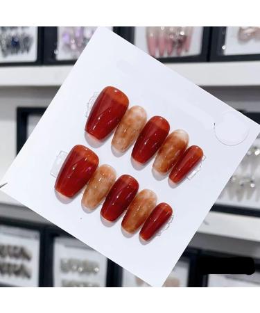 Handmade Long and Short Nail Patches for Artificial Nail Enhancement(Color:19573 Size:M)