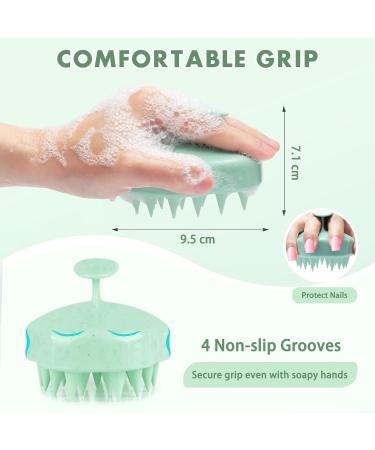 Hience Scalp Massage Brush Set - 2 Pcs Hair Growth & Anti-Dandruff Shampoo Brush | Eco-Friendly Wheat Straw & Soft Silicone Bristles | Mint Green & Beige - Buy Online on GoSupps.com