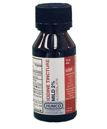 Humco 121391001 Iodine Tincture Mild 2%, USP, 1 oz