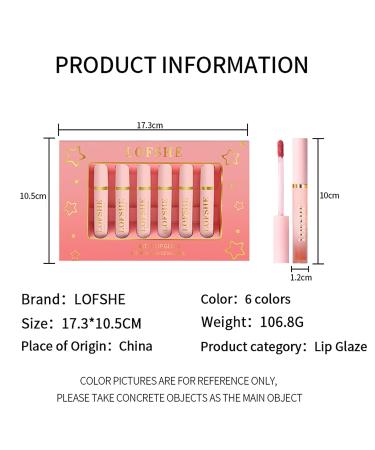 BonnieStore 6Pcs Matte Liquid Lipstick Set - Long Lasting, Waterproof Velvet Lip Gloss in 6 Colors - Buy Online on GoSupps.com