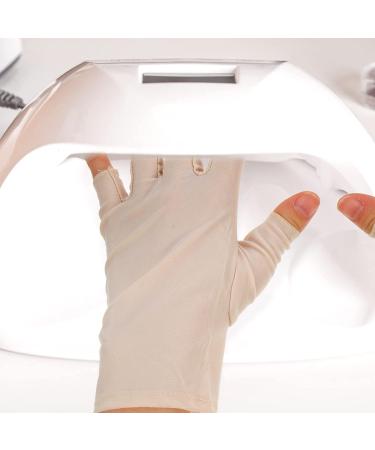 Lurrose 1 Pair nail gloves nail light nail lamp light protection glove UV gloves for gel manicures fingerless UV gloves fingerless gloves Nail supplies spandex Miss Beige - Buy Online on GoSupps.com