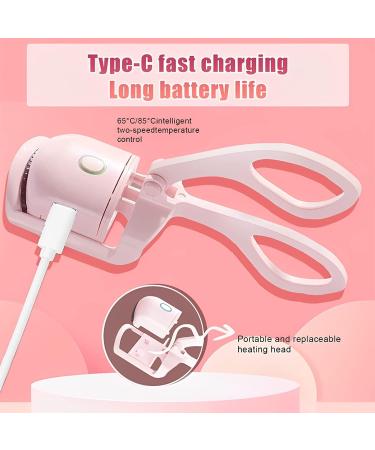 Heated Eyelash Curlers Rechargeable Electric Eyelash Curler Handheld Eyelash Heated Curler 2 Heating Modes with Sensing Heating Silicone Pad Saving Makeup Time Quick Natural Curling Eye Lashes - Buy Online on GoSupps.com