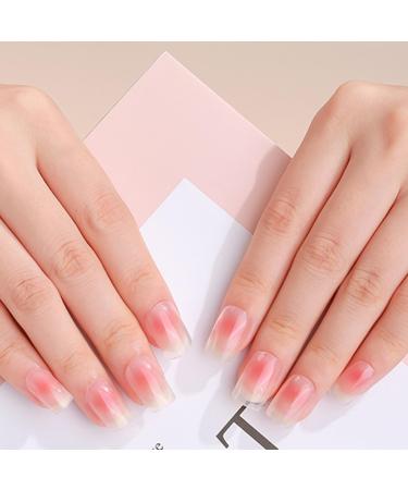 Semi Cured Gel Nail Polish Strips 16PCS Clear Gel Nail Stickers Long Lasting Natural Gel Nail Wraps Self Adhesive French Manicure Kit Work with Any Nail Lamps Easy to Apply & Remove - Blush Pink Clear Blush