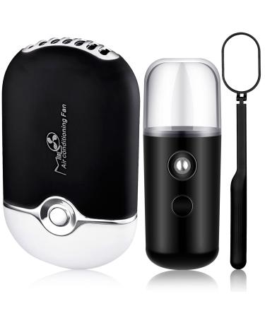 3 Pcs Nano Mister for Lash Extensions Mini USB Lash Fan Dryer for Eyelash Extensions Handheld Lash Mirror Portable Facial Steamer 20 ml Water Tank for Lash Extension Supplies(Black,Simple Style) Simple Style Black