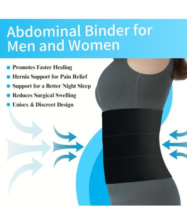 Pauline Abdominal Binder | Post Surgery Compression Support | Latex-Free Stomach Wrap for Hernia & Tummy Tuck | Breathable 3 Panel Belly Band (30-45 Black - Buy Online on GoSupps.com